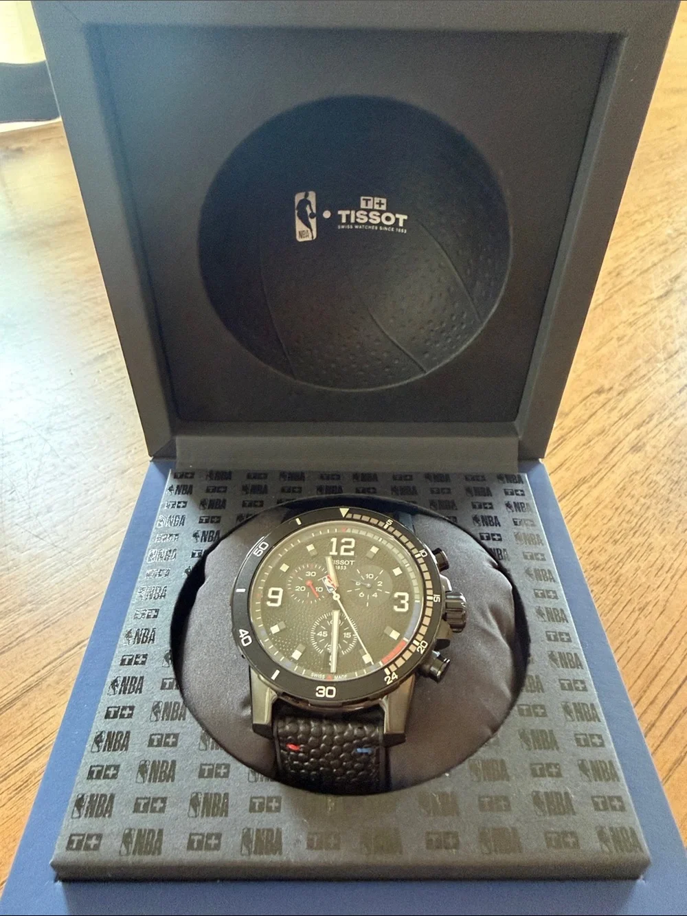 Tissot NBA Men's Black Chronograph with Red & Blue Accents